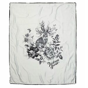 VICTORIA'S SECRET-Black Faux Fur Blanket/Silk Easter Bunny & Slipper Bundle